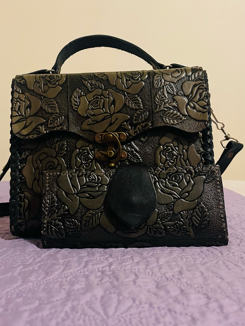 Olive Green Crossbody Leather Bag